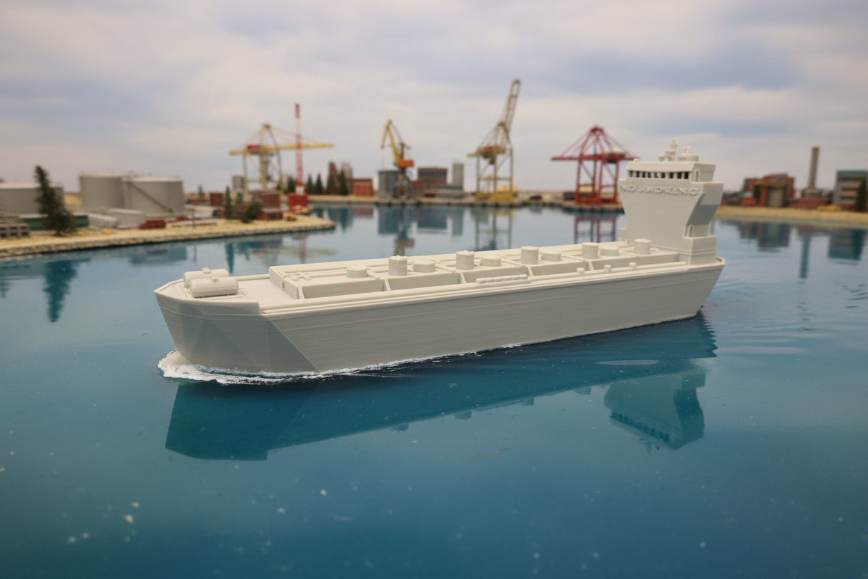 Oil Tanker with Waterline Waves