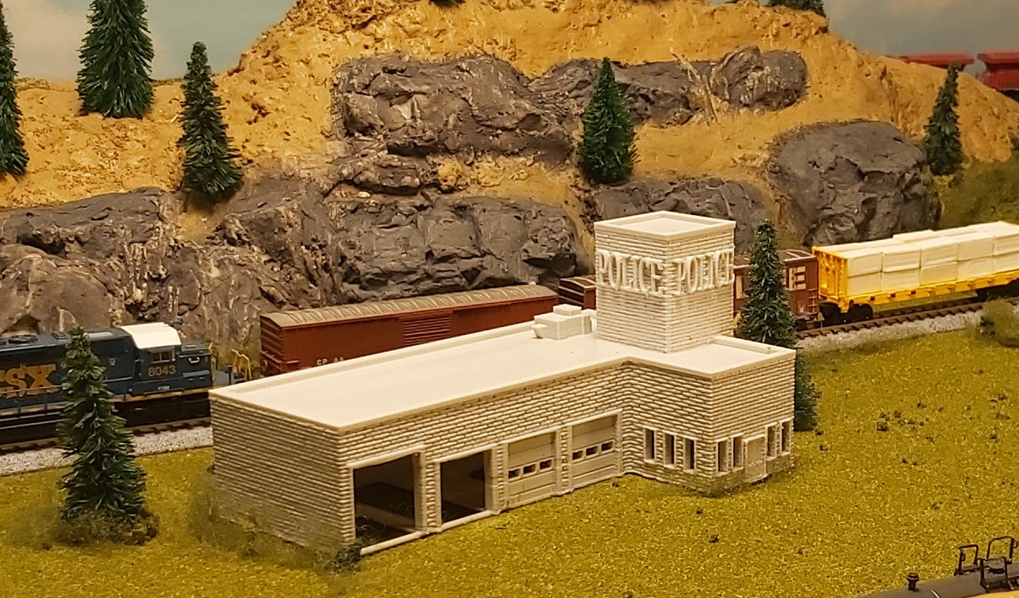 n scale police station side view