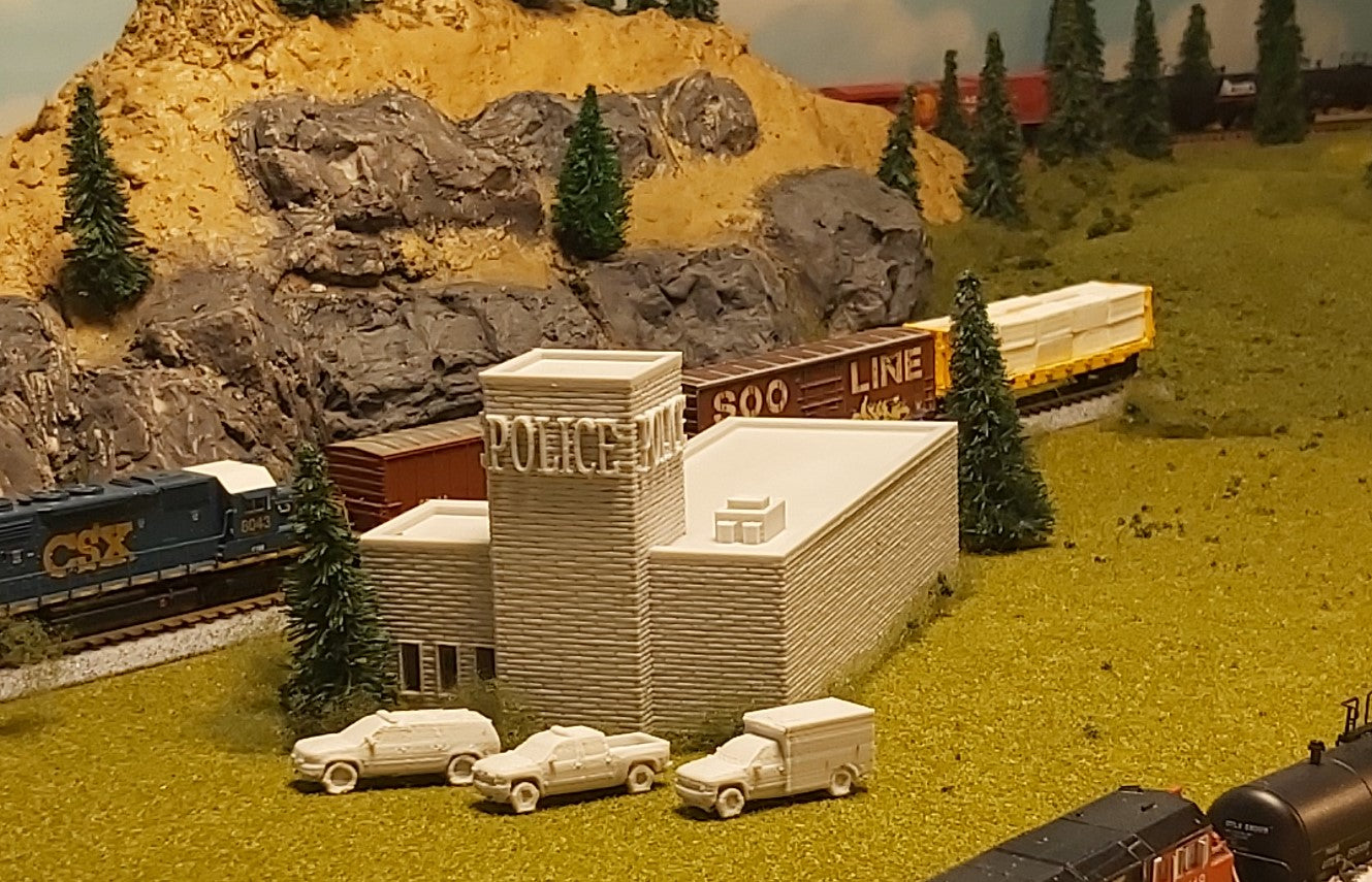 n scale police station side view 2