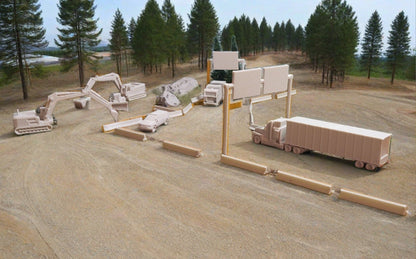 construction site with signs and barricades