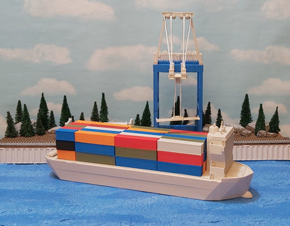 Wapiti's N Scale Cargo Ship Bridge front Bow at Port