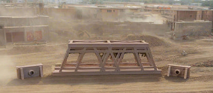 N scale train bridge in steel with water outflow pipes