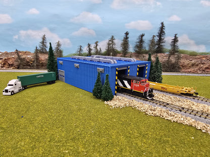 N Scale 2 bay engine shed in Color