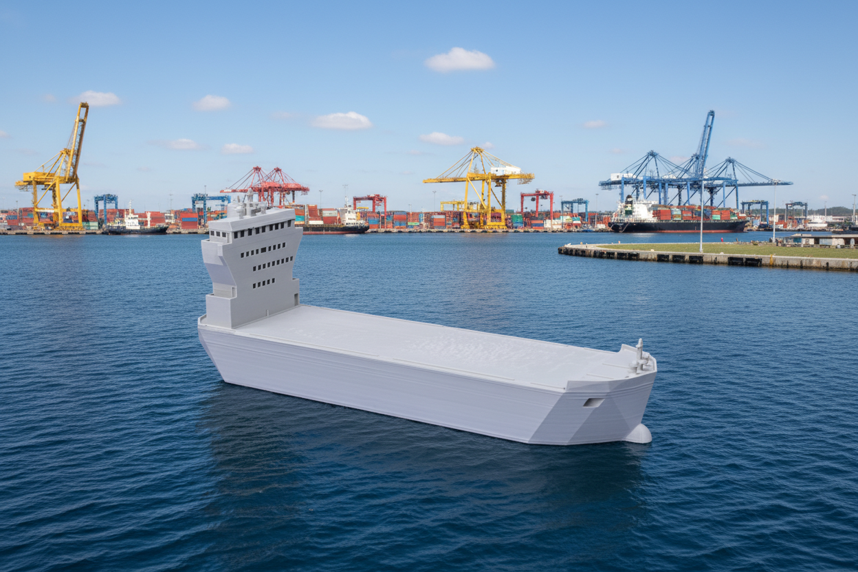 cargo ship unloaded